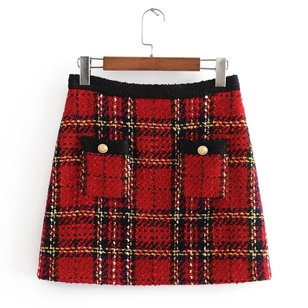 chic pockets buttons tweed skirts women fashion casual plaid skirt elegant ladies a line mini skirts casual faldas 210310, Black
chic pockets buttons tweed skirts women fashion casual plaid skirt elegant ladies a line mini skirts casual faldas 210310, Black