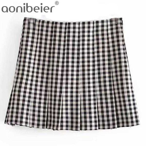 black white plaid pleated skirts summer casual side zipper high waist a-line checked elegant women mini 210604
black white plaid pleated skirts summer casual side zipper high waist a-line checked elegant women mini 210604