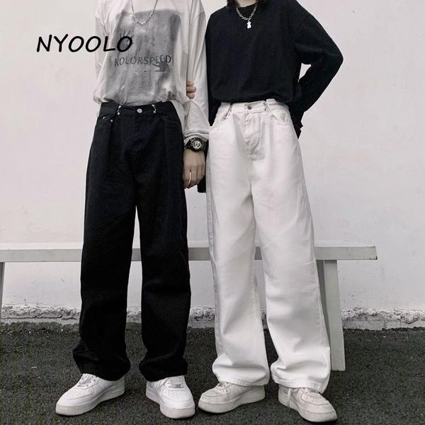 women's jeans nyoolo casual streetwear classic basic high waist black white oversized washed baggy women men vintage straight denim pan, Blue
women's jeans nyoolo casual streetwear classic basic high waist black white oversized washed baggy women men vintage straight denim pan, Blue
