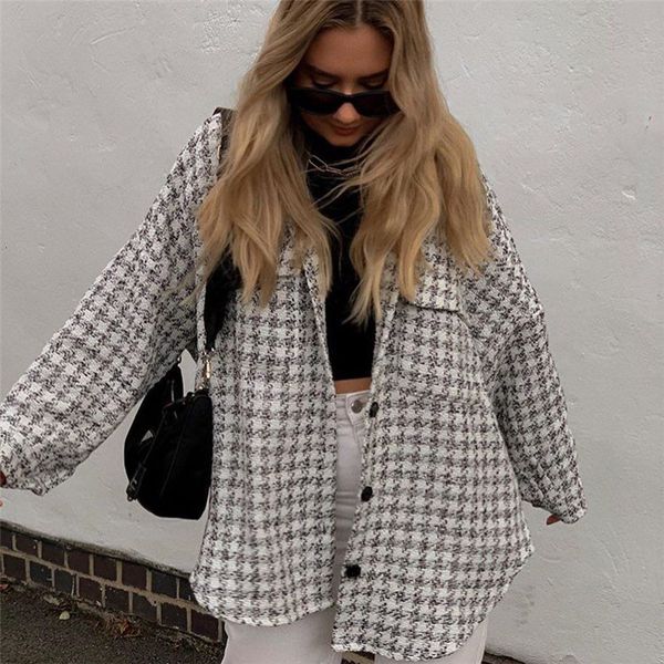 2021 new stylish oversized tweed plaid jacket coat women fashion long sleeve pockets outerwear coats asymmetrical chic 3vg9, Black;brown
2021 new stylish oversized tweed plaid jacket coat women fashion long sleeve pockets outerwear coats asymmetrical chic 3vg9, Black;brown