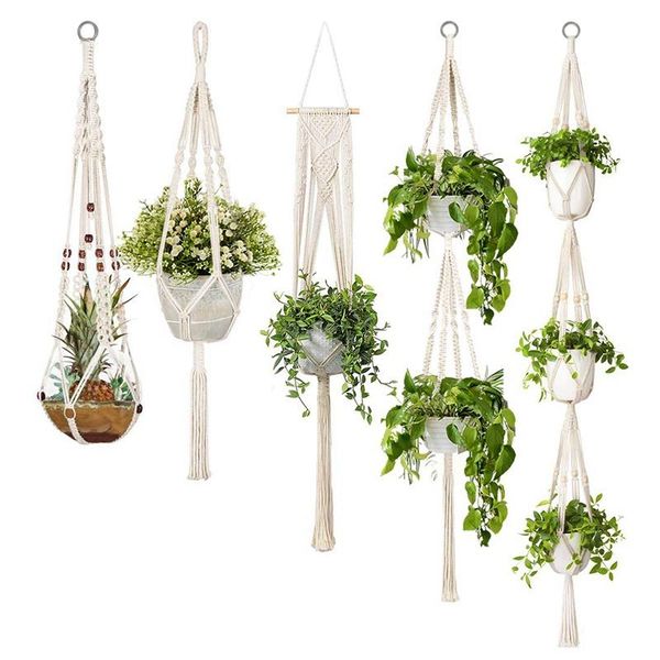 5-pack macrame plant hangers, different tiers, handmade cotton rope hanging planters set flower pots holder stand, for indoor ou
5-pack macrame plant hangers, different tiers, handmade cotton rope hanging planters set flower pots holder stand, for indoor ou