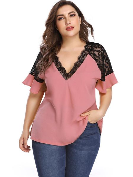 women's t-shirt summer casual loose large size short sleeve flared lace patchwork oversized shirt vestidos de muje, White
women's t-shirt summer casual loose large size short sleeve flared lace patchwork oversized shirt vestidos de muje, White