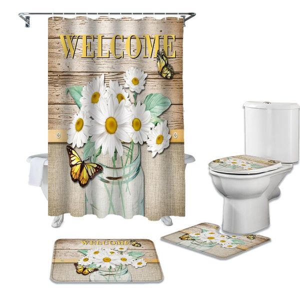 wood grain daisy butterfly waterproof bathroom curtain durable shower curtains set rugs toilet lid cover bath mat
wood grain daisy butterfly waterproof bathroom curtain durable shower curtains set rugs toilet lid cover bath mat