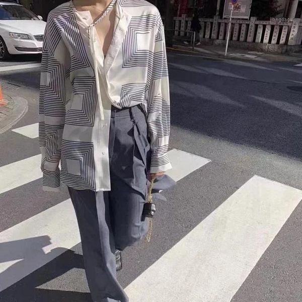women's blouses & shirts 2021 early autumn simplicity geometry line printing lace up long sleeve turn down collar loose shirt women blo, White
women's blouses & shirts 2021 early autumn simplicity geometry line printing lace up long sleeve turn down collar loose shirt women blo, White