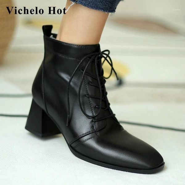 boots vichelo work natural leather arrival cross-tied square toe thick med heel zipper office lady dress ankle l151, Black
boots vichelo work natural leather arrival cross-tied square toe thick med heel zipper office lady dress ankle l151, Black