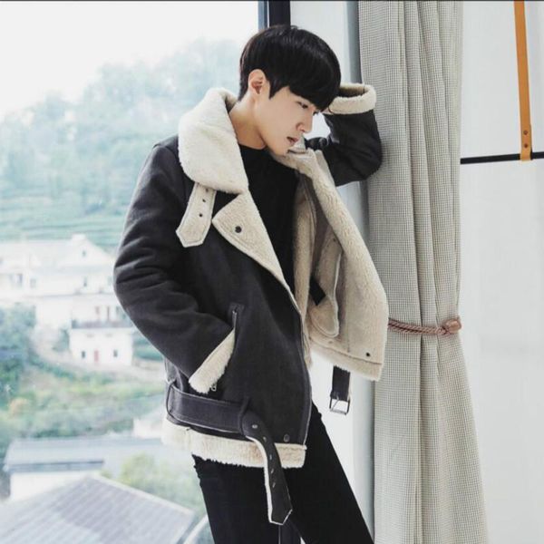 men's fur & faux collar m-xxl winter warm suede leather korean motorcycle casual jacket coat lamb fashion cotton clothing, Black
men's fur & faux collar m-xxl winter warm suede leather korean motorcycle casual jacket coat lamb fashion cotton clothing, Black