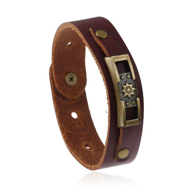 tennis retro brown tone genuine leather flat male bracelets zinc alloy sun pattern men bangles wrist jewelry decorations, Golden;silver
tennis retro brown tone genuine leather flat male bracelets zinc alloy sun pattern men bangles wrist jewelry decorations, Golden;silver