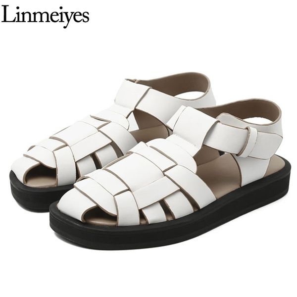 women sandals flat platform genuine leather ladies round toe hollow outs rome beach shoes woman sandalias mujer, Black
women sandals flat platform genuine leather ladies round toe hollow outs rome beach shoes woman sandalias mujer, Black