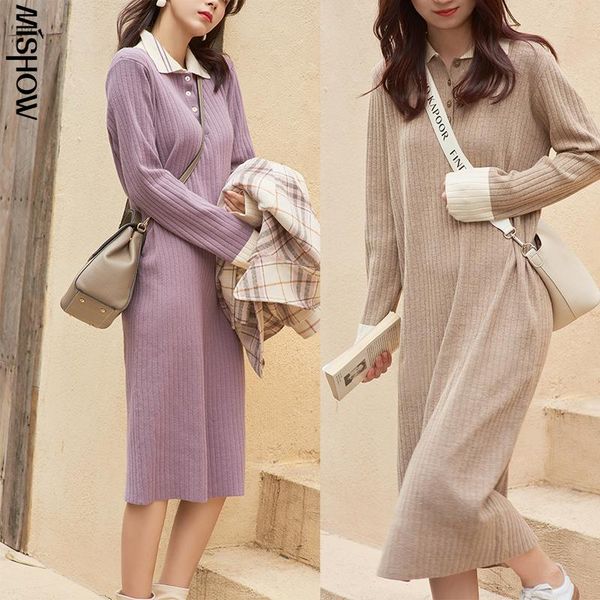 casual dresses mishow 2021 winter for women solid high waist knitwear fashion turn down collar vestidos mx20d5796, Black;gray
casual dresses mishow 2021 winter for women solid high waist knitwear fashion turn down collar vestidos mx20d5796, Black;gray