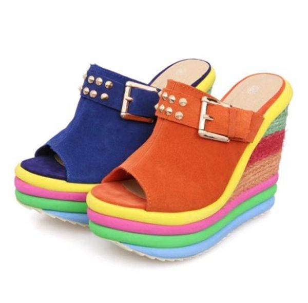 slippers summer women wedge heel rivet woman slides open toe high heels sandals for ladies shoes fashion suede belt buckle, Black
slippers summer women wedge heel rivet woman slides open toe high heels sandals for ladies shoes fashion suede belt buckle, Black
