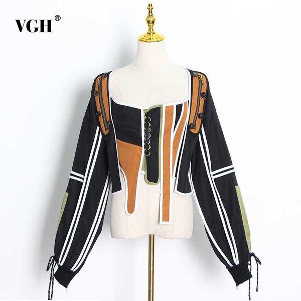vgh asymmetrical patchwork button coat for women square collar lantern sleeve casual coats female 2021 fall fashion new clothes, Black;brown
vgh asymmetrical patchwork button coat for women square collar lantern sleeve casual coats female 2021 fall fashion new clothes, Black;brown