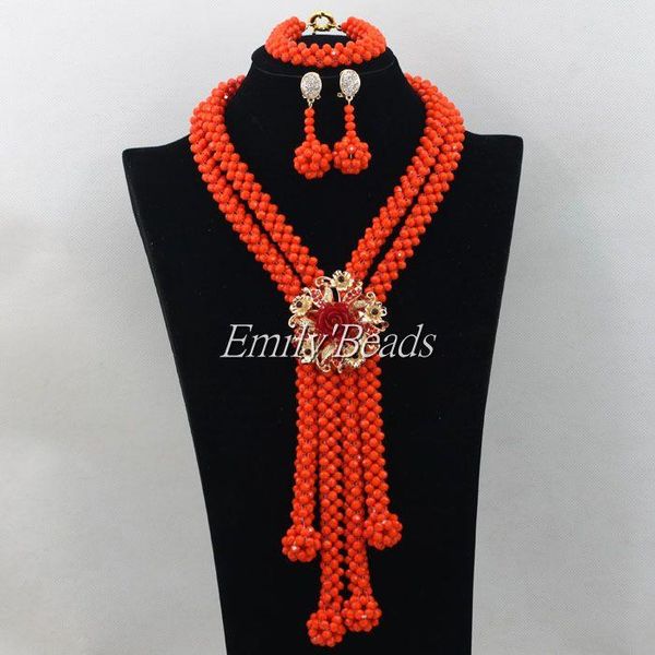 earrings & necklace pretty orange african nigerian wedding beads jewelry set crystal sets bracelet amj676, Silver
earrings & necklace pretty orange african nigerian wedding beads jewelry set crystal sets bracelet amj676, Silver