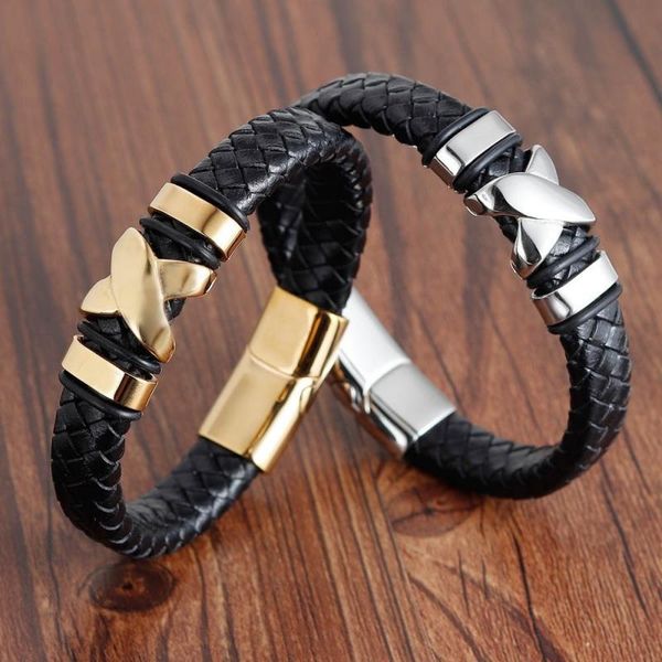 charm bracelets vintage classic leather braided cross metal buckle for men fashion casual charm's accessories, Golden;silver
charm bracelets vintage classic leather braided cross metal buckle for men fashion casual charm's accessories, Golden;silver