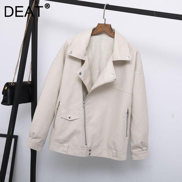 women's leather & faux deat women solid jacket contour turn down collar long sleeve loose casual fashion autumn winter 2021 11d2189, Black
women's leather & faux deat women solid jacket contour turn down collar long sleeve loose casual fashion autumn winter 2021 11d2189, Black