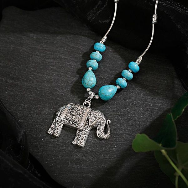 trendy vintage silver color elephant pendant necklaces for women natural blue stone jewelry bohemian tibet
trendy vintage silver color elephant pendant necklaces for women natural blue stone jewelry bohemian tibet