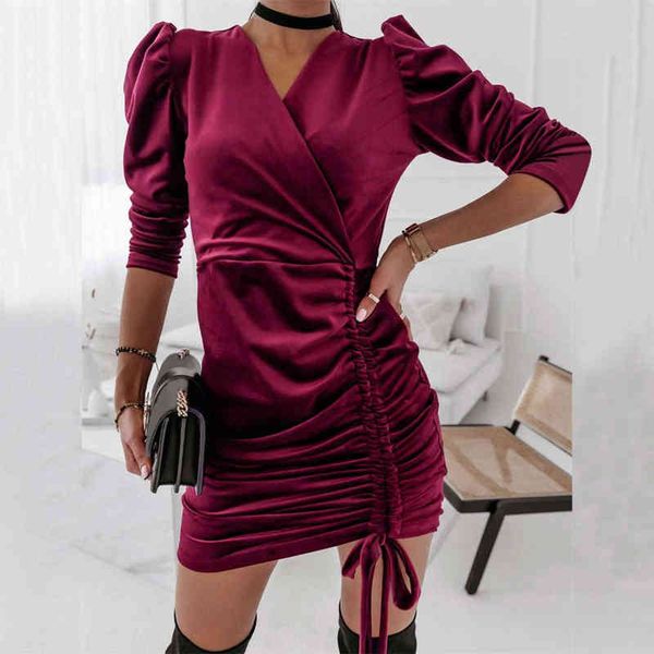 ladies autumn dress solid color velvet puff sleeve mini dress for women v-neck drawstring autumn dresses vestido de mujer y1204, Black;gray
ladies autumn dress solid color velvet puff sleeve mini dress for women v-neck drawstring autumn dresses vestido de mujer y1204, Black;gray
