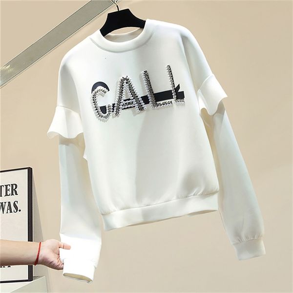 women's hoodies & sweatshirts korean fashion pearl diamond women sweetshirts letter long sleeve sweatshirt woman ruffles ladies to, Black
women's hoodies & sweatshirts korean fashion pearl diamond women sweetshirts letter long sleeve sweatshirt woman ruffles ladies to, Black