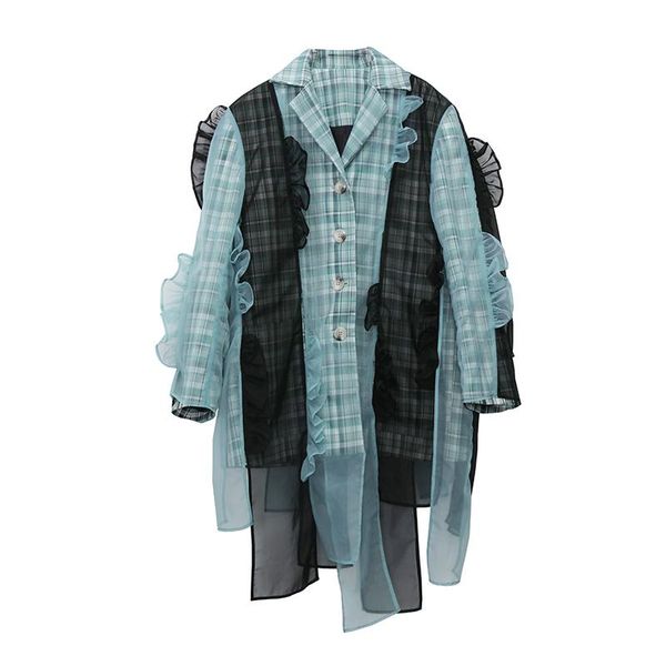 women's jackets sondr mesh stitching suit jacket women europe autumn 2021 asymmetric ruffled ladies plaid cotton wild, Black;brown
women's jackets sondr mesh stitching suit jacket women europe autumn 2021 asymmetric ruffled ladies plaid cotton wild, Black;brown
