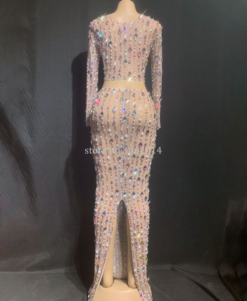 new sparkly rhinestones pearls two pieces set crop and long skirt women birthday celebrate mesh see through prom party dress, Black;red
new sparkly rhinestones pearls two pieces set crop and long skirt women birthday celebrate mesh see through prom party dress, Black;red