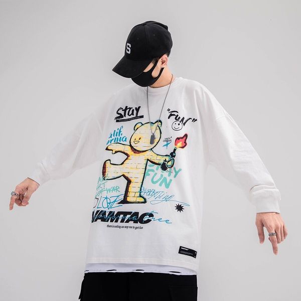 harajuku 2021 new graffiti bear print long sleeve tshirts pullover sweatshirts men streetwear casual cotton losse tees shirts black obuk, White;black
harajuku 2021 new graffiti bear print long sleeve tshirts pullover sweatshirts men streetwear casual cotton losse tees shirts black obuk, White;black