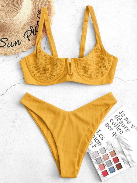 women's swimwear zaful women ribbed smocked underwire high cut bikini swimsuit solid straps set push up bathing suit v notch, White;black
women's swimwear zaful women ribbed smocked underwire high cut bikini swimsuit solid straps set push up bathing suit v notch, White;black