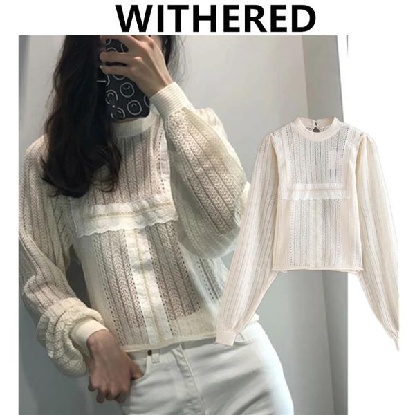 women's blouses & shirts withered autumn blouse women england style fashion elegant knitted patchwork lace casual blusas mujer de moda, White
women's blouses & shirts withered autumn blouse women england style fashion elegant knitted patchwork lace casual blusas mujer de moda, White