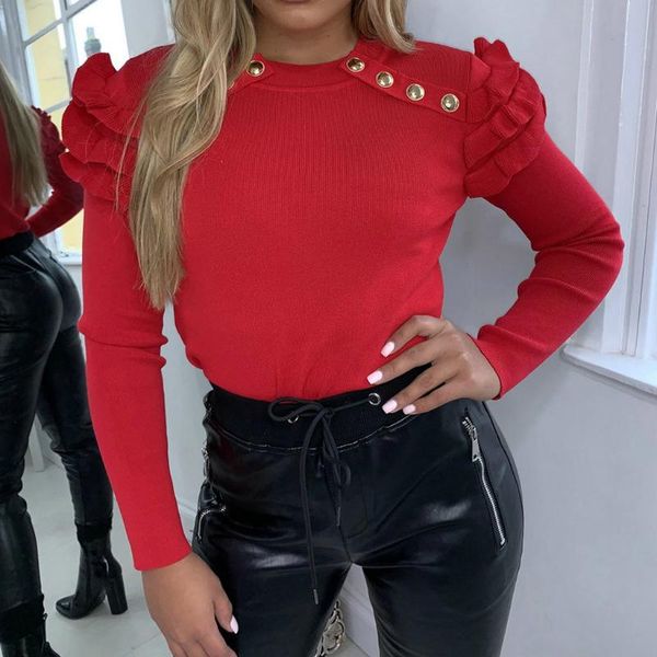 women's blouses & shirts brand women long sleeve knitted sweater jumper ladies button o neck pullover slim spring autumn wear, White
women's blouses & shirts brand women long sleeve knitted sweater jumper ladies button o neck pullover slim spring autumn wear, White