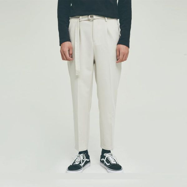 british business casual slim trousers dress office trousers men belt design white korean fashion versatile straight pants black, White;black
british business casual slim trousers dress office trousers men belt design white korean fashion versatile straight pants black, White;black
