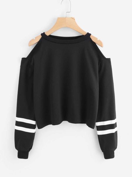 fashion hoodies round ne off shoulder short long sleeve two bar print women's t-shirt 5 colors, Black
fashion hoodies round ne off shoulder short long sleeve two bar print women's t-shirt 5 colors, Black