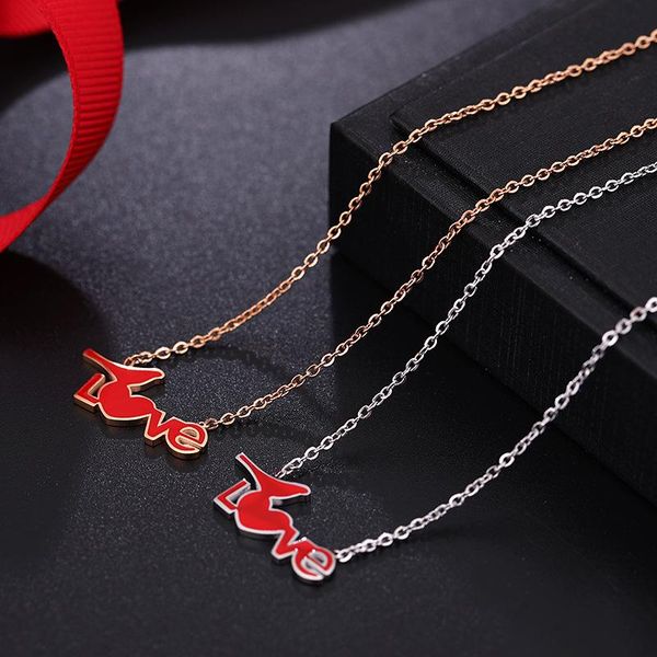 pendant necklaces korean necklace rose clavicle chain red love magpie stainless steel student wholesale for women, Silver
pendant necklaces korean necklace rose clavicle chain red love magpie stainless steel student wholesale for women, Silver