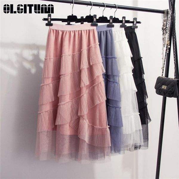 skirts high street irregular ruffle mesh 2021 spring summer solid waist a-line mid-calf female pleated skirt, Black
skirts high street irregular ruffle mesh 2021 spring summer solid waist a-line mid-calf female pleated skirt, Black