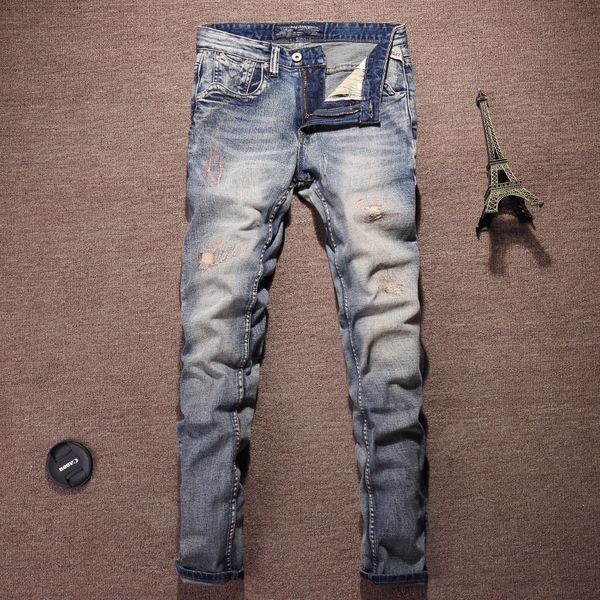 2021 new italian style fashion retro blue destroyed men denim pants streetwear hip hop homme mwxa
2021 new italian style fashion retro blue destroyed men denim pants streetwear hip hop homme mwxa