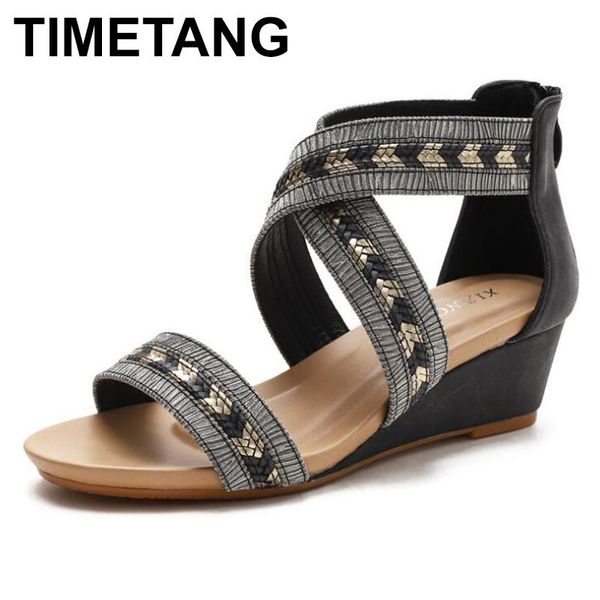 timetang women wedges sandals fashion ladies shoes soft leather corss strap design female mid heel pumps large plus size 36-42, Black
timetang women wedges sandals fashion ladies shoes soft leather corss strap design female mid heel pumps large plus size 36-42, Black