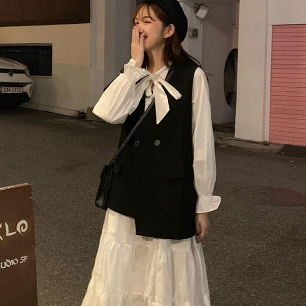 women's vests vest women korean-style black waistcoat femme veste vt026, Black;white
women's vests vest women korean-style black waistcoat femme veste vt026, Black;white