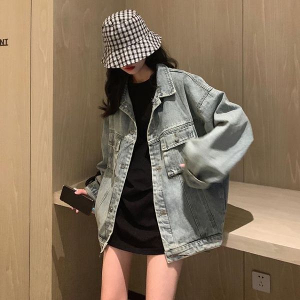 women's jackets 2021 spring and autumn loose korean street blast bf style versatile work jacket jeans fashion, Black;brown
women's jackets 2021 spring and autumn loose korean street blast bf style versatile work jacket jeans fashion, Black;brown