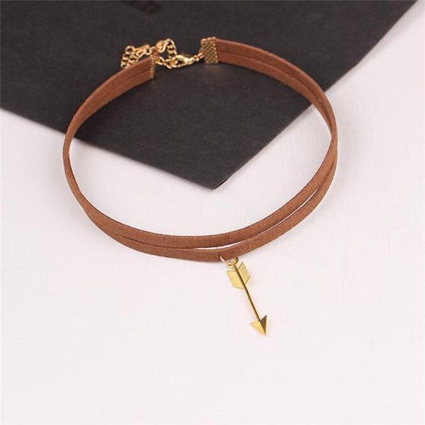 gold arrow pendant necklaces vintage double layer black brown velvet chain choker necklace for women jewelry gifts, Golden;silver
gold arrow pendant necklaces vintage double layer black brown velvet chain choker necklace for women jewelry gifts, Golden;silver