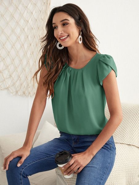 petal sleeve fold pleated j1kw#, White 
petal sleeve fold pleated j1kw#, White