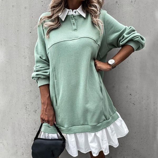 casual dresses women elegant solid color dress ruffle patchwork pocket turn-down collar button autumn ladies long sleeve shirt, Black;gray
casual dresses women elegant solid color dress ruffle patchwork pocket turn-down collar button autumn ladies long sleeve shirt, Black;gray