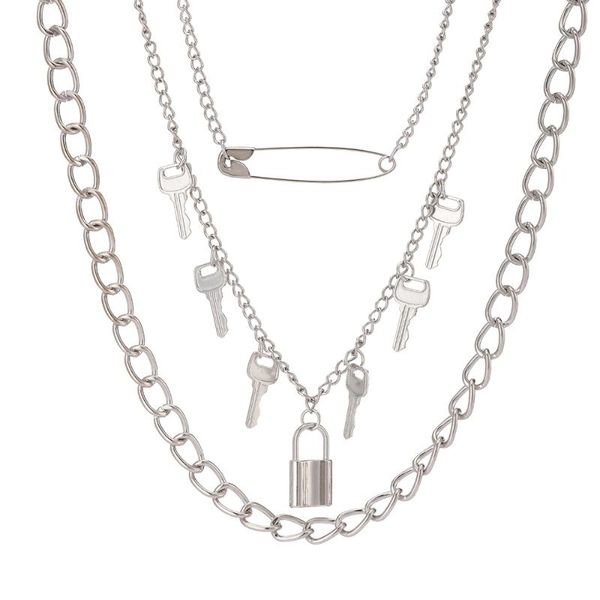 chains lost lady women's colorful pin lock and keys pendant necklace metal statement wholesale jewelry party wedding gifts, Silver
chains lost lady women's colorful pin lock and keys pendant necklace metal statement wholesale jewelry party wedding gifts, Silver