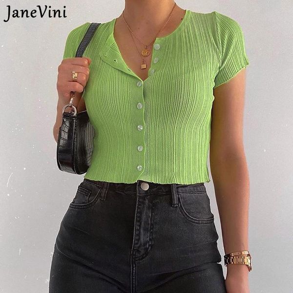 women's t-shirt janevini o neck short sleeve t shirt rib knit casual women button cardigan cropped tee femme solid streetwear summer, White
women's t-shirt janevini o neck short sleeve t shirt rib knit casual women button cardigan cropped tee femme solid streetwear summer, White