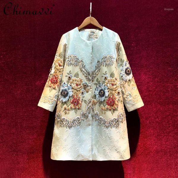 women's jackets retro fashion women elegant jacquard stitching slimming beaded long coat color matching sleeve top, Black;brown
women's jackets retro fashion women elegant jacquard stitching slimming beaded long coat color matching sleeve top, Black;brown