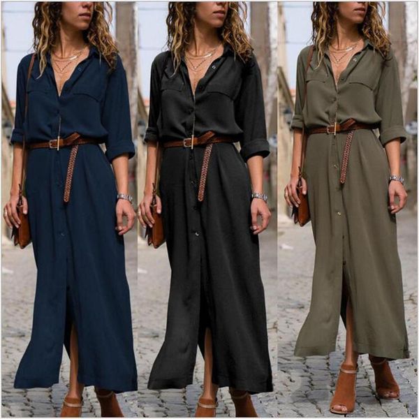 casual dresses womens maxi shirt long sleeve solid color button spring autumn vacation loose for ladies boho with belts, Black;gray
casual dresses womens maxi shirt long sleeve solid color button spring autumn vacation loose for ladies boho with belts, Black;gray