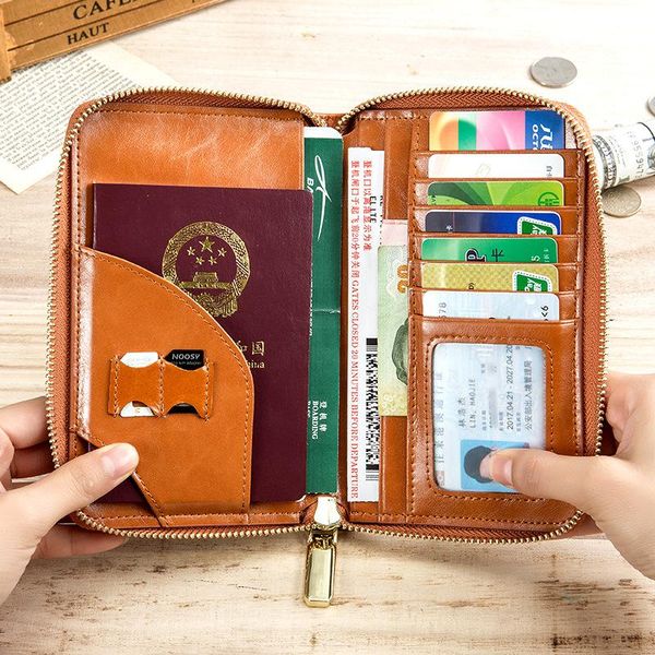 card holders brand genuine leather passport holder multi-functional men women high-capacity travel documents bag zipper wallets purse, Brown;gray
card holders brand genuine leather passport holder multi-functional men women high-capacity travel documents bag zipper wallets purse, Brown;gray