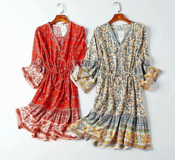 new women bohemian open button v neck location floral print mini dress holiday bow tide sashes flare cuff short dresses, Red
new women bohemian open button v neck location floral print mini dress holiday bow tide sashes flare cuff short dresses, Red