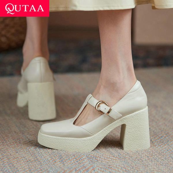 dress shoes qutaa 2021 genuine leather square high heel spring autumn female platform t strap buckle toe women pumps size 34-40, Black
dress shoes qutaa 2021 genuine leather square high heel spring autumn female platform t strap buckle toe women pumps size 34-40, Black