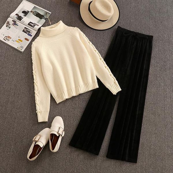 two-piece sweater suit autumn/winter 2021 fashion slim high neck sweater + gold velvet wide-leg trousers two-piece suit wome1021, White
two-piece sweater suit autumn/winter 2021 fashion slim high neck sweater + gold velvet wide-leg trousers two-piece suit wome1021, White