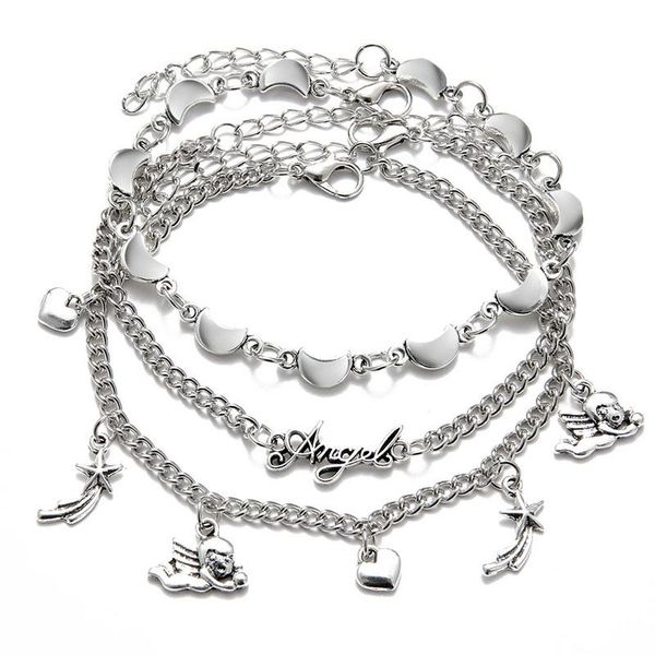 anklets 3 pcs/set lucky angel charm anklet bracelet for women cute love heart moon ankle jewelry girls foot chain bracelets on leg, Red;blue
anklets 3 pcs/set lucky angel charm anklet bracelet for women cute love heart moon ankle jewelry girls foot chain bracelets on leg, Red;blue