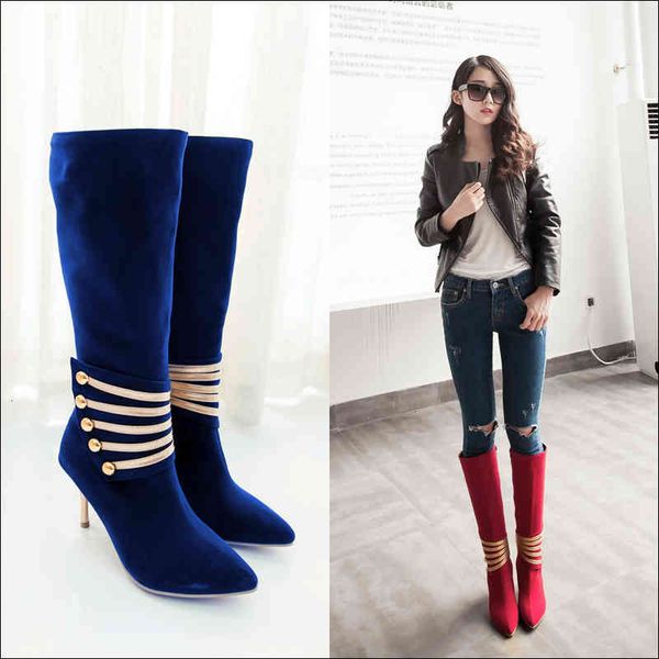 boots plus size 34-43 women women shoes woman fashion high heels winter party black blue red 5vsj
