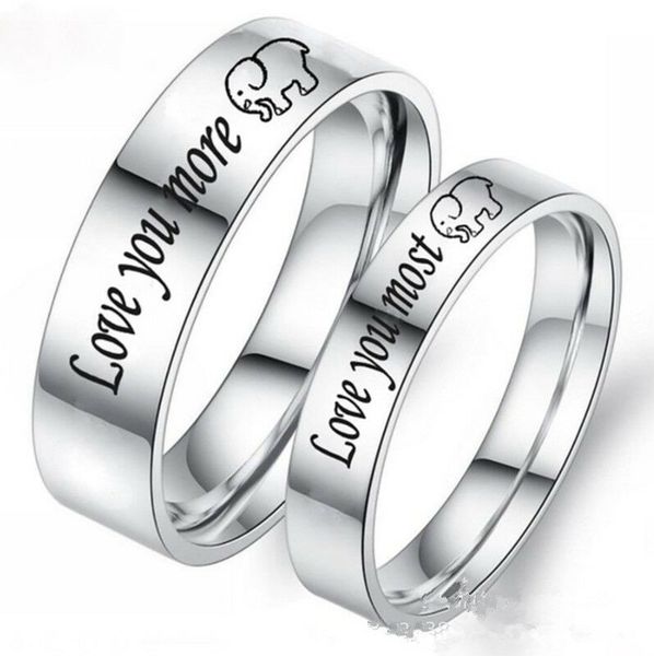 6/4mm couple rings stainless steel band love you more most elephant calf gifts size 6-12, Silver
6/4mm couple rings stainless steel band love you more most elephant calf gifts size 6-12, Silver