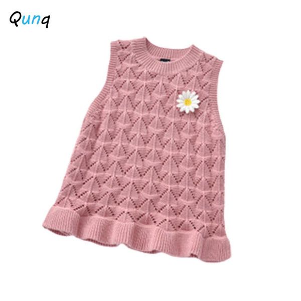 pullover qunq girls knitted vest 2021 spring fall flower kids sweaters for girl hollow out o-neck toddler children clothes, Blue 
pullover qunq girls knitted vest 2021 spring fall flower kids sweaters for girl hollow out o-neck toddler children clothes, Blue